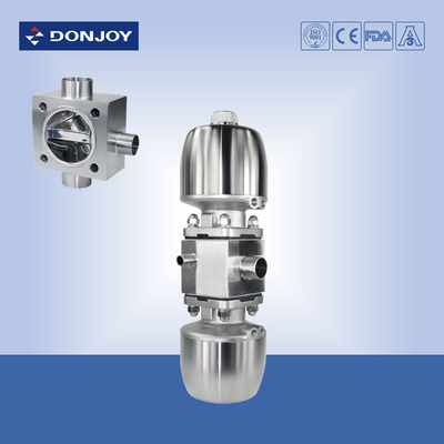 DN25 Multiport Sanitary Diaphragm Valve , Three Ports Two Control Valves