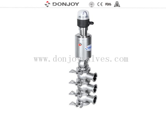 SS316L sanitary pneumatic reversing valve of double seats for fluid conveying